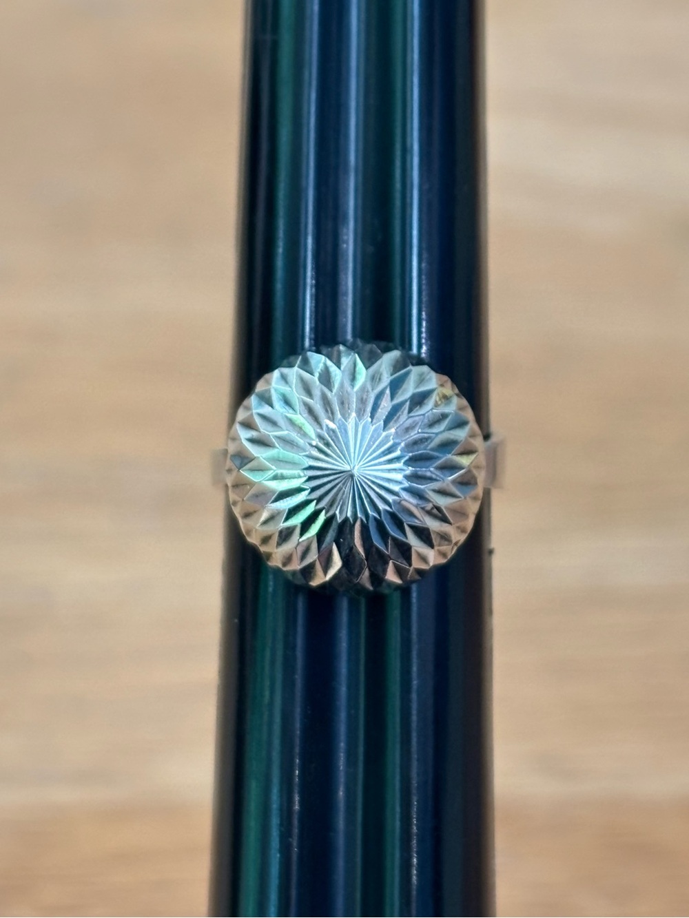 Sterling silver sunburst sphere design adjustable ring